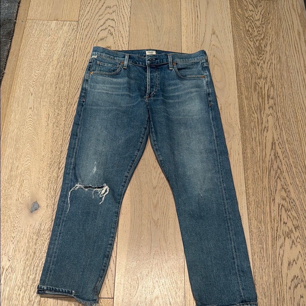 Citizens Of Humanity Emerson Slim Boyfriend Jeans Distressed Ankle Length,